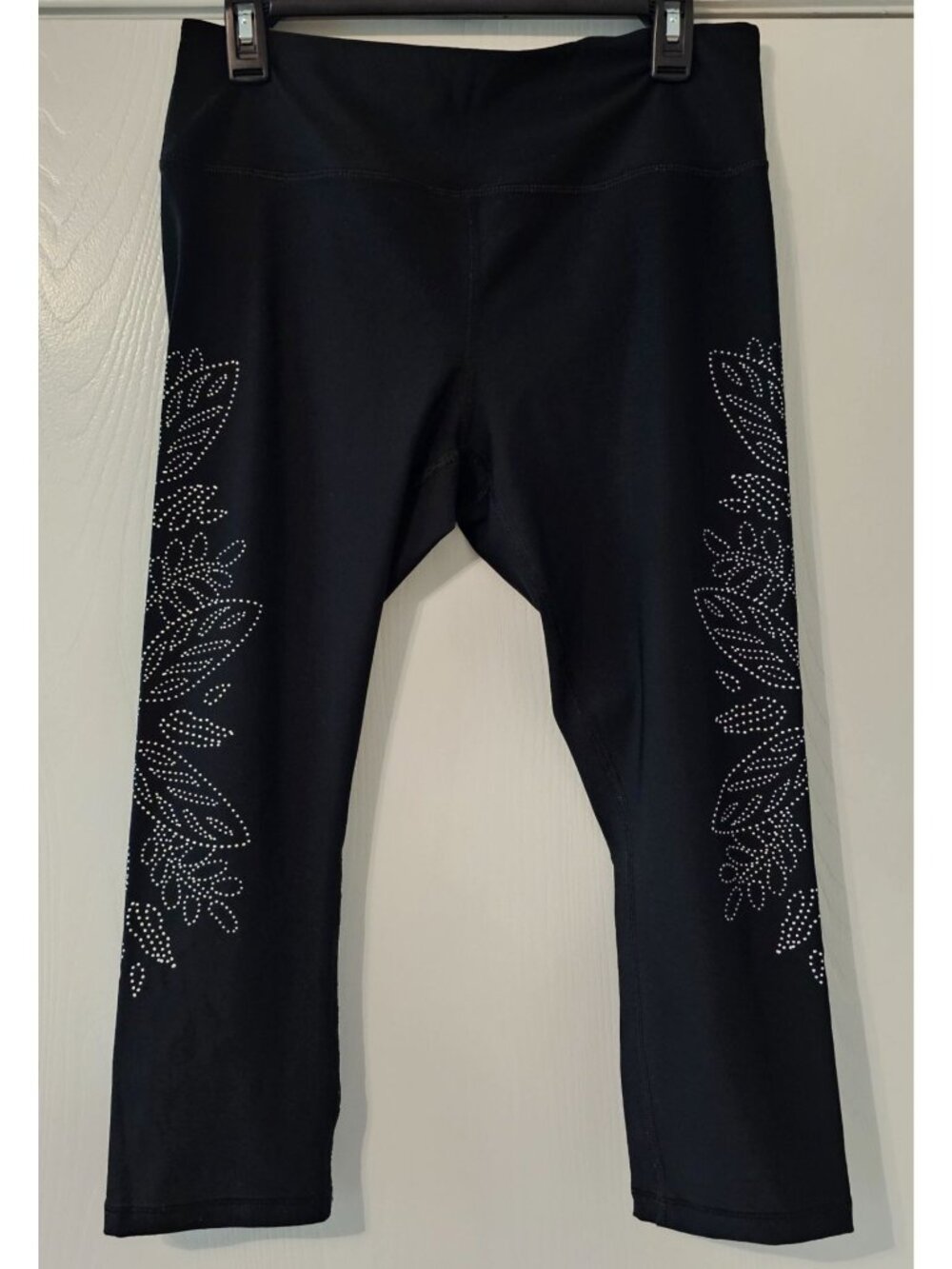 RBX Womens Hi Waisted Floral Capri Workout Leggings L Inside Pocket Activewear